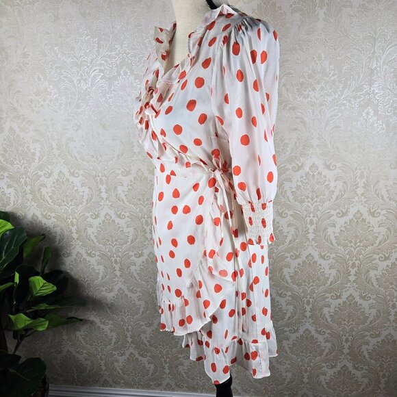 RIXO x Target Size Small Red Polka Dot Wrap Dress Ruffle Accents Puff Sleeve NWT - Picture 8 of 16